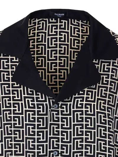 Balmain Short Sleeves Shirt Geometric Pattern Collar In Black
