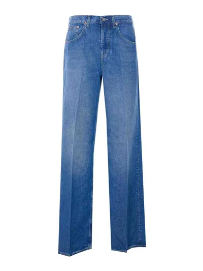 Dondup Five-pockets Patch-logo Jeans In Blue
