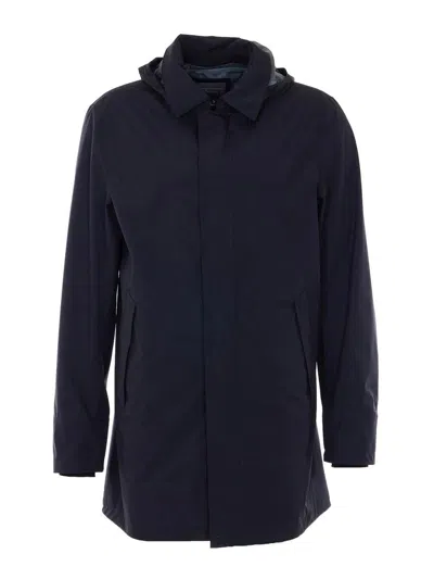 Herno Men Long Raincoat In Black