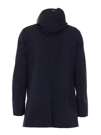 Herno Men Long Raincoat In Black