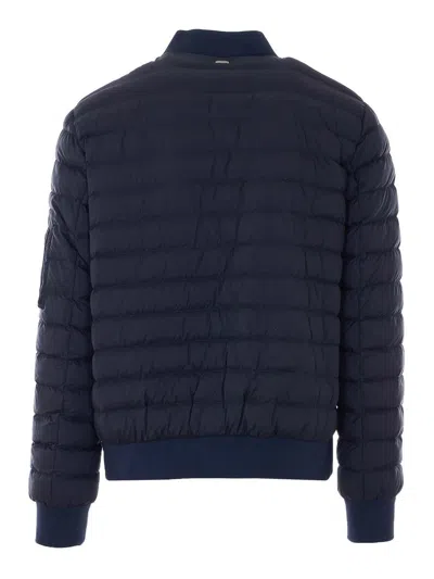 Herno Blue Down Jacket With Frontal Zip Closure In Blue