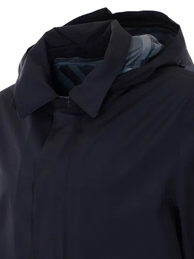 Herno Men Long Raincoat In Black