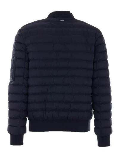 Herno Black Down Jacket With Frontal Zip Closure In Blue