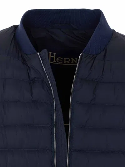 Herno Blue Down Jacket With Frontal Zip Closure In Blue