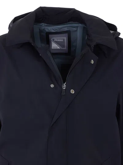 Herno Men Long Raincoat In Black