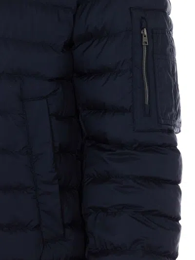 Herno Black Down Jacket With Frontal Zip Closure In Blue