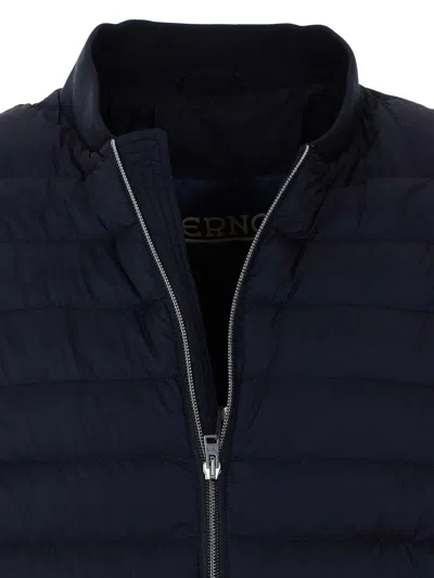 Herno Black Down Jacket With Frontal Zip Closure In Blue