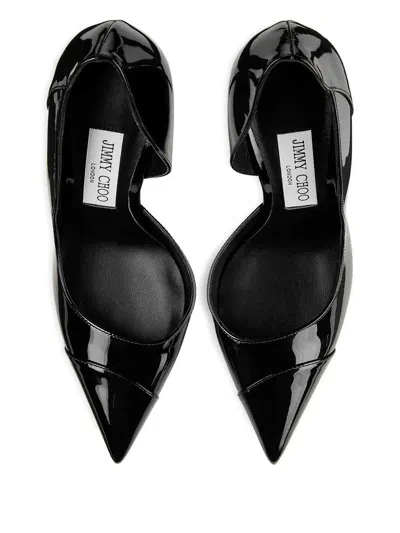 Jimmy Choo Brigitte Black Pumps With Thin Heel In Shiny Leather Woman