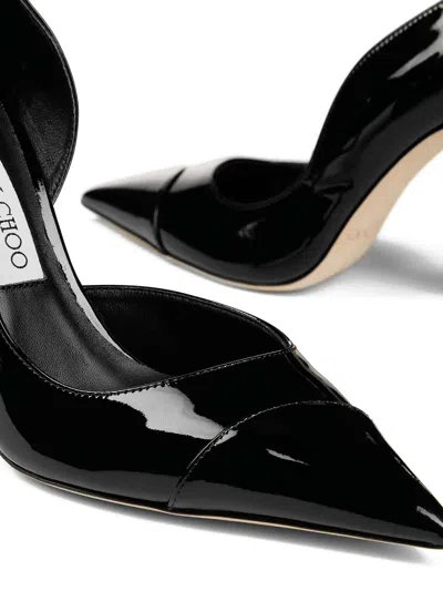 Jimmy Choo Brigitte Black Pumps With Thin Heel In Shiny Leather Woman