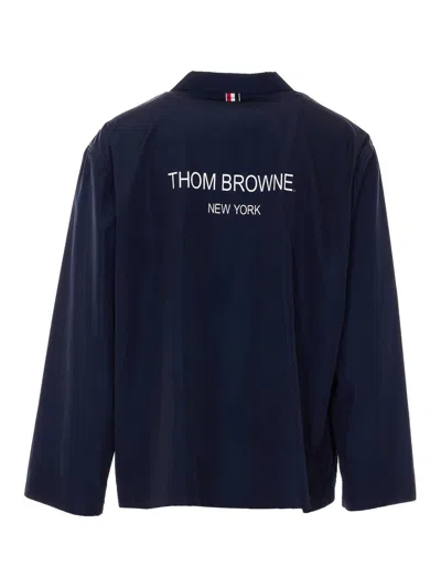 Thom Browne Blue Jacket With Frontal Buttons Closure In Blue