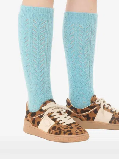 Valentino Garavani Upvillage Trainer In Pony-effect Calfskin Leather Woman Animal Print 39.5 In Brown