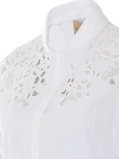 Valentino Broderie Anglaise-trimmed Cotton-poplin Midi Dress In White