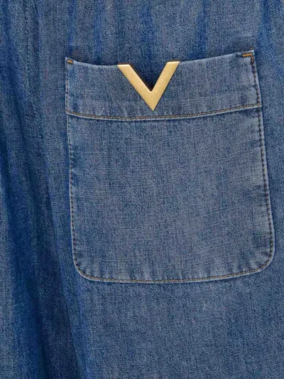 Valentino Solid Denim Pants In Blue