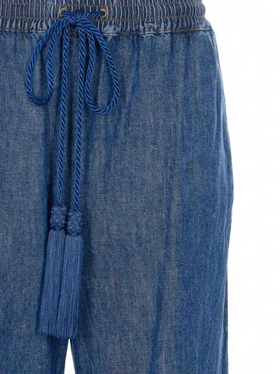Valentino Solid Denim Pants In Blue