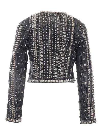 R13 Black Studded Hook Denim Jacket In Black