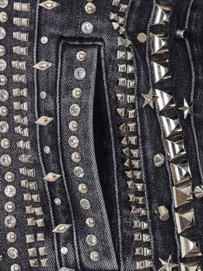 R13 Black Studded Hook Denim Jacket In Black