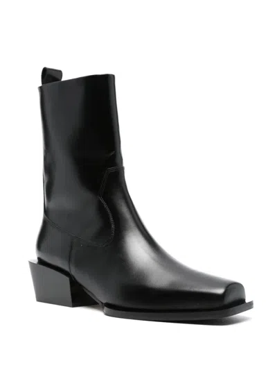 Aeyde Bill Leather Ankle Boots In Black