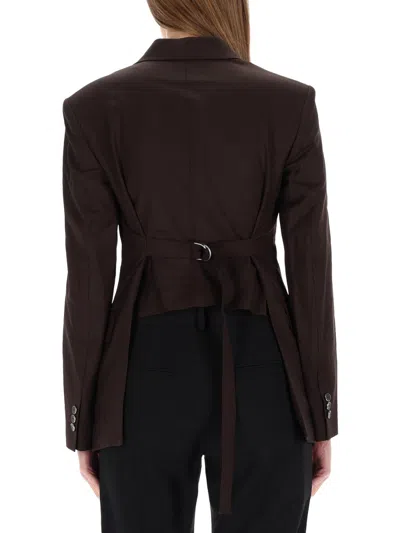 Helmut Lang Cut-away Blazer In Brown