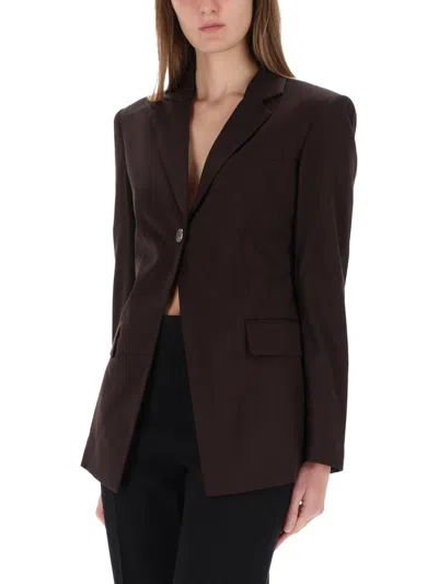 Helmut Lang Cut-away Blazer In Brown