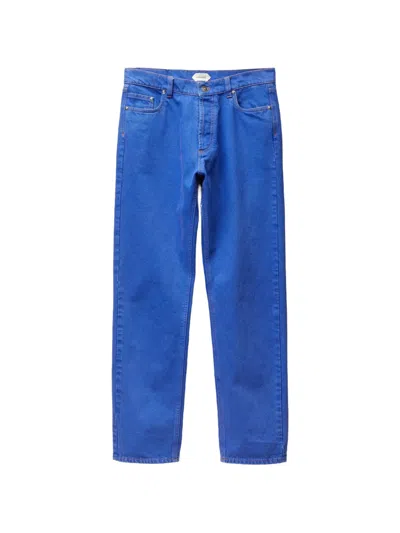 Versace Cotton Straight-leg Jeans With Medusa Accessory For Women In Blue