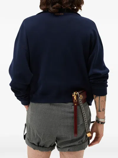 Versace Striped Zip Jacket In Blue