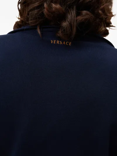 Versace Striped Zip Jacket In Blue