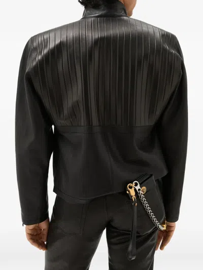 Versace Blouson En Cuir Effet Python In Black