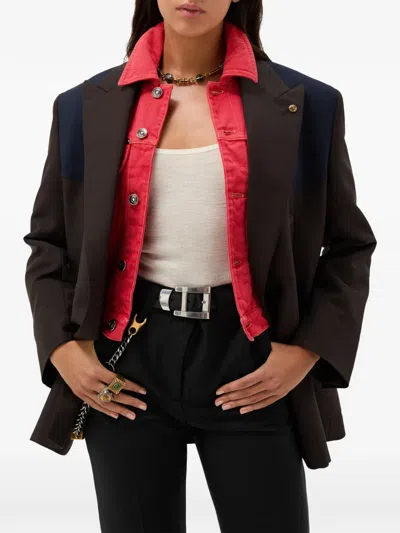 Versace Double-breasted Panelled Jacket In Multi