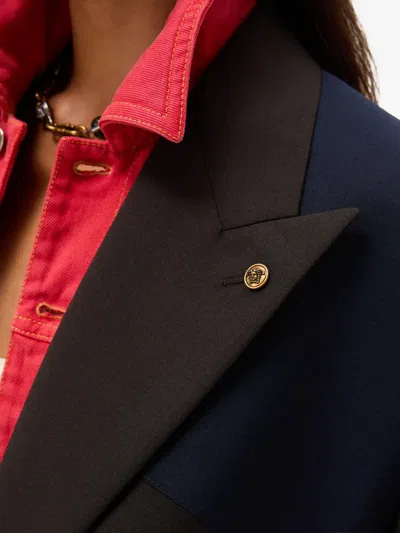 Versace Double-breasted Panelled Jacket In Multi