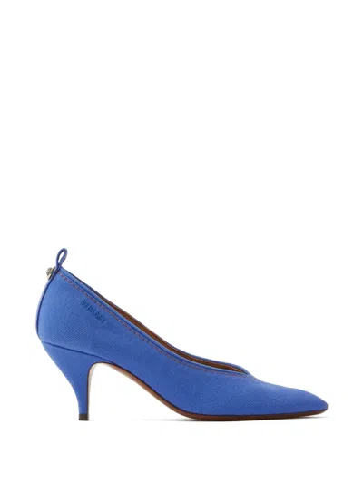 Versace Chic Medium Heeled Pointed Toe Pumps In Blue
