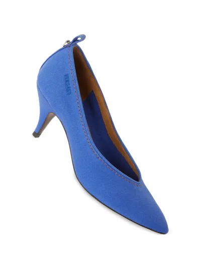 Versace Chic Medium Heeled Pointed Toe Pumps In Blue
