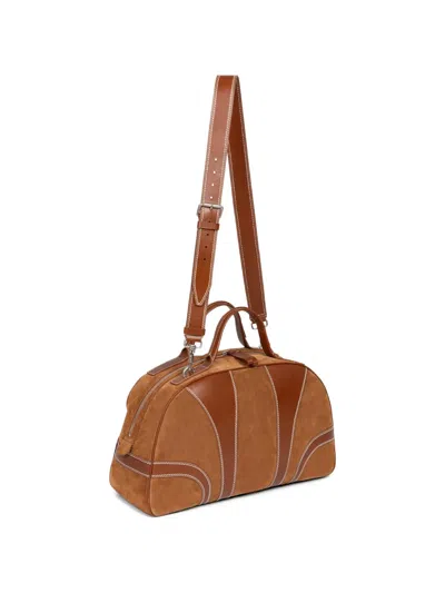 Dries Van Noten Leather-trimmed Suede Duffel Bag In Brown