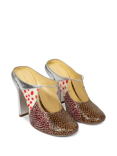 拼贴设计高跟穆勒鞋