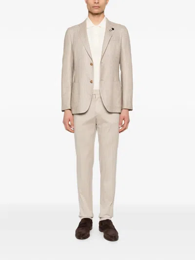 Lardini Patterned Button Blazer In Neutral