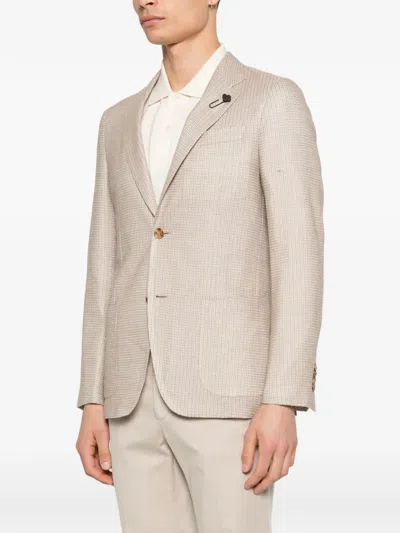 Lardini Patterned Button Blazer In Neutral