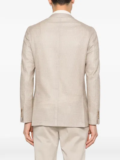Lardini Patterned Button Blazer In Neutral