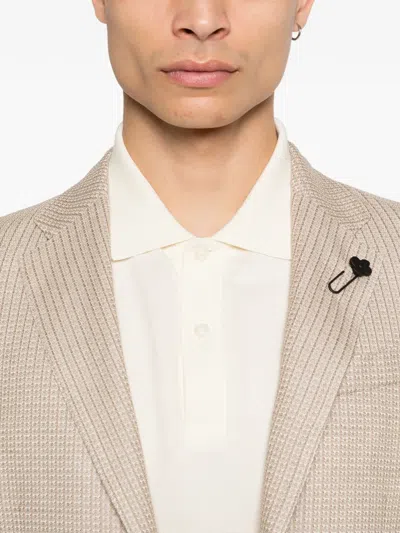 Lardini Patterned Button Blazer In Neutral