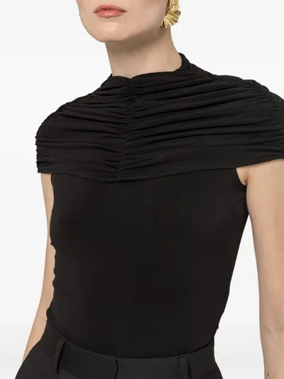 Nissa Ruched Bodysuit In Black