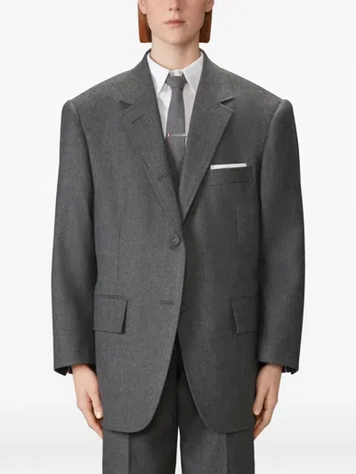 Thom Browne Single-breasted Wool Blazer In Gray