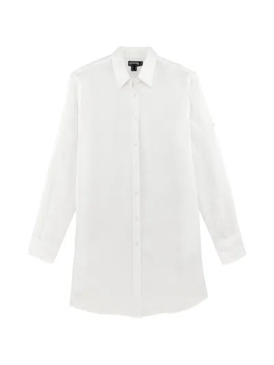 Vilebrequin Linen Shirt Dress With Fluid Silhouette In White