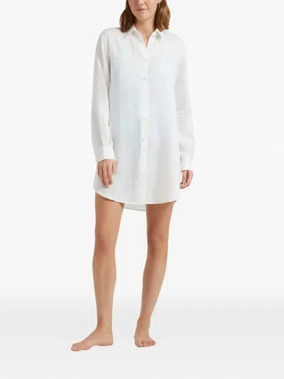 Vilebrequin Linen Shirt Dress With Fluid Silhouette In White