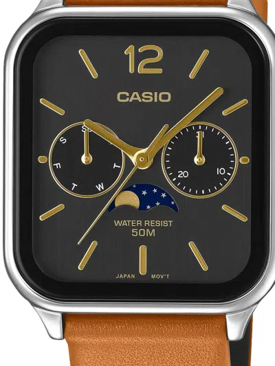 Casio Leather 44.5mm Watch In Brown