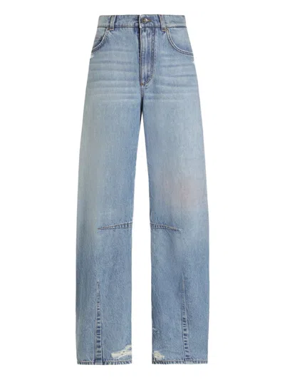 Dolce & Gabbana Cotton Denim Jeans Regular Fit Wide Leg In Blue