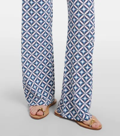 Max Mara Abate Printed Wide-leg Pants In Blue