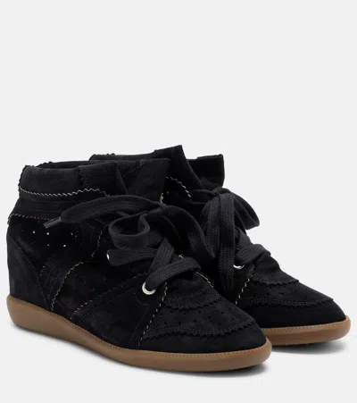 Isabel Marant Bobby Suede Wedge Sneakers In Black