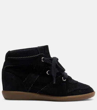 Isabel Marant Bobby Suede Wedge Sneakers In Black