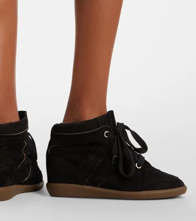 Isabel Marant Bobby Suede Wedge Sneakers In Black