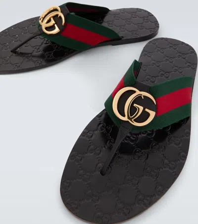 Gucci Web Stripe-embellished Flip Flops In Black