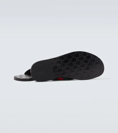 Gucci Web Stripe-embellished Flip Flops In Black
