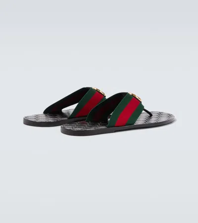 Gucci Web Stripe-embellished Flip Flops In Black
